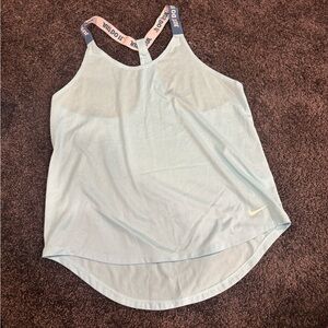 Nike Women's Pastel Blue Tank Top with Logo Straps